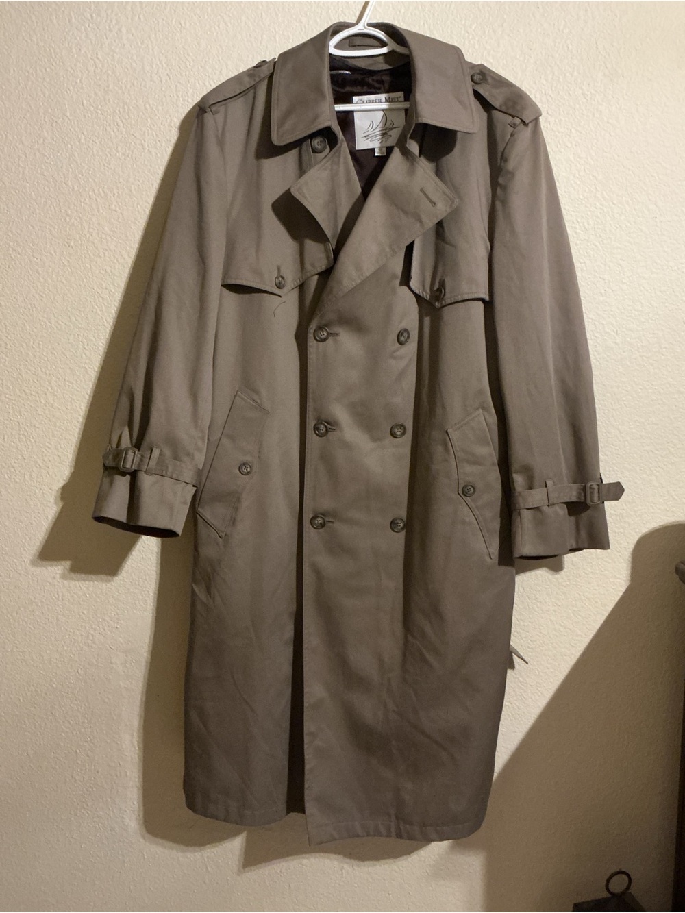 Clipper Mist by London Fog Classic Double-Breasted Trench Coat Removable Lining